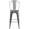 Flash Furniture Lincoln 4 Pk. 30" High Silver Antique Finish with Clear Coat Barstool with Back and Wood Seat 4-XU-DG-TP001B-30-WD-GG - alternate 7